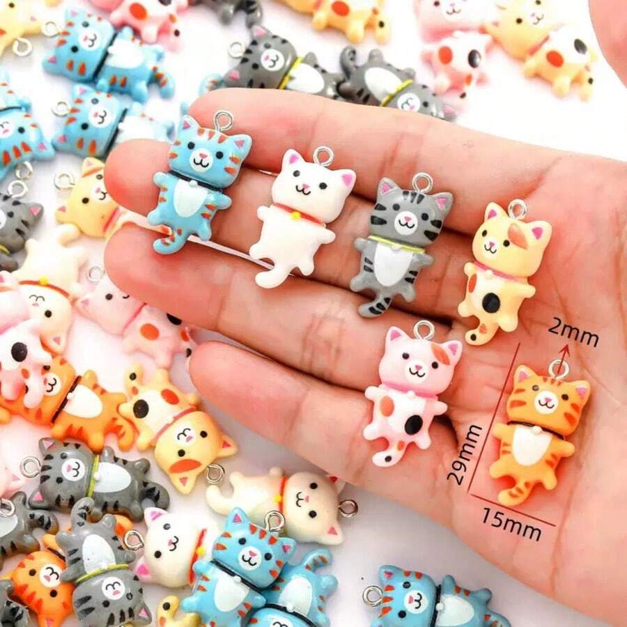 Cute Adorable Mini Cat Resin Pendant Charm, DIY Handmade Earrings Necklace Keychain Assorted Matching Accessories - Cat Pendant - View 1