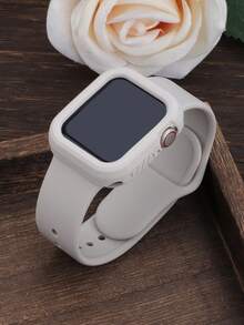 2-In-1 Sports Silicone Watch Band And Case Compatible With Apple Watch 40mm, 41mm, 42mm, 44mm, 45mm, 46mm And 49mm Sizes. Soft And Comfortable Rivet Silicone Watch Band And Flexible Open-Face Protective Case Compatible With Apple Watch Ultra/11/10/9/8/7/6/5/4/SE Models. Unisex Smart Watch Band And Case Set - Silicone Strap + Case - Starlight Color - View 5