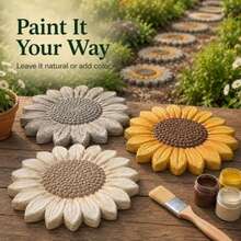 Reusable Sunflower & Snowflake Silicone Round Stepping Stone Mold - Garden Pathway & Lawn Decorative Stone Art Tool. Concrete Cement Mold For Casting Garden And Sidewalk Plastic Concrete Molds. - A - View 4