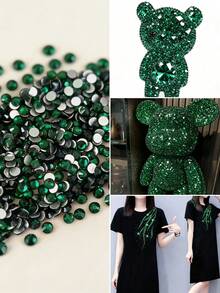 DMC SS6-SS20 Deep Green Crystal Flat Back Rhinestones, Premium Crystal Rhinestones For Nail Art, Phone Cases, Shoes, Clothing, Handmade DIY Decoration - Dark Green - View 2