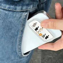 1pc Cute Cat Pattern Transparent Phone Stand, Foldable Adhesive Universal Desktop Phone Holder For Movies, Portable Desktop Lazy Support Stand, Cartoon Animal Theme - Multicolor - View 9