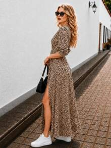 Women Long Dresses - Khaki - View 3