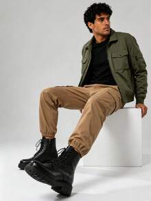 Men High-Top Leather Riding Boots - Black - View 5