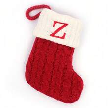 1pc Christmas Knitted Sock, Personalized Embroidered Letter Snowflake Red Cable Knit Christmas Stocking With Hanging Loop, Holiday Fireplace Decoration Gift Bag - Christmas Stocking - View 17