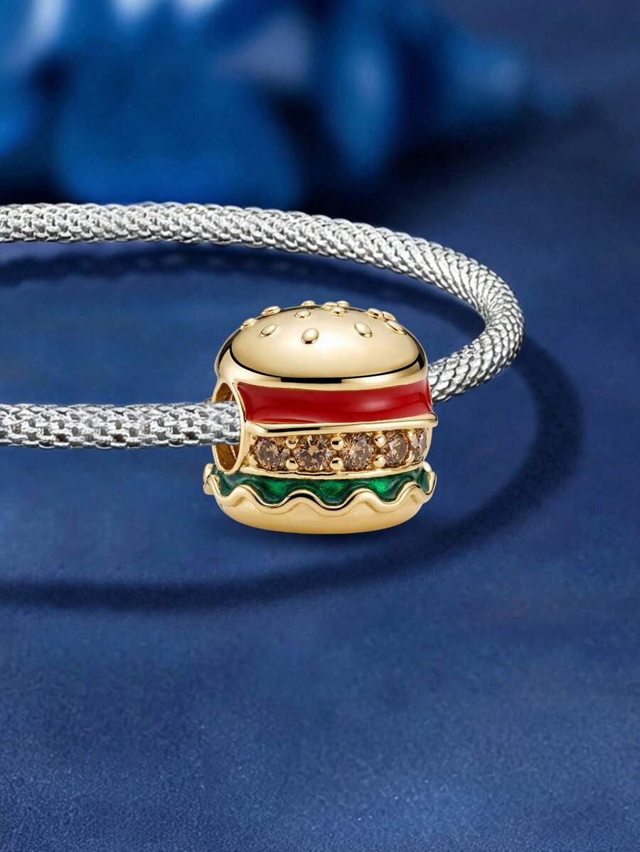 1pc Hamburger Shaped Beaded Pendant, Suitable For DIY Jewelry, Daily Outfit Decoration, Women Gift - Hamburger - View 1