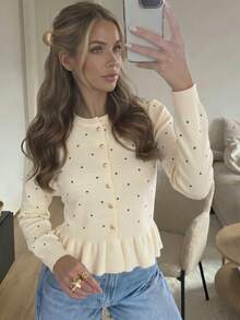 Women's New Autumn/Winter Ruffle Trim Knit Cardigan, Suitable For Office Commute, Formal Business Occasions, Social Gatherings And Casual Daily Wear - Multicolor - View 1