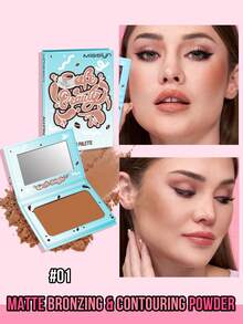 MISSLYN 1Pc Cafe Beauty Color Palette Bronzing & Contouring Powder, Silky Matte Blendable, Smooth Long-Lasting Sculpt, Face Bronzer & Contour Palette, Daily/Party/Y2K, Golden Bronze/Sun-Kissed/Sculpted Face, Bronzer Powder, Halloween Makeup - #1 CHOCOLATE CAKE - View 1
