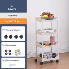 1pc Multi-Functional Rolling Storage Rack Cart, Plastic Mobile Storage Shelf, Floor-Standing Organizer For Bedroom, Kitchen, Bathroom, Toilet, Multi-Layer Storage Rack - View 10