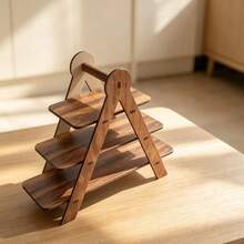 1pc Wooden Dessert Stand Single Layer Multi-Layer Tray Wooden Cupcake Rack Rectangular Tray Food Display Rack Suitable For Party, Birthday, Wedding, Kitchen, Gathering And Dinner Decoration - Brown - View 6