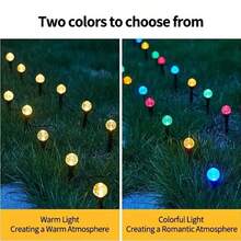 Solar Powered Warm Bubble Ball Pathway Lights, 20LED And 40LED Options, Solar Powered No Wiring Needed, Transparent Bubble Crystal Ball Lampshade, Light Refraction Creates Sparkling Star-Like Effects, Soft Warm Yellow Light Enhances Nighttime Ambiance, Stable Ground Stake Base, Easy To Insert Into Lawn And Soil, 20LED Suitable For Small Garden Local Decoration, 40LED With Sufficient LED Beads For Long-Distance Yard Lighting And Landscaping, Fits Garden Lawn, Flower Bed And Flower Border - Solar Bubble Globe Pathway Lights - View 6
