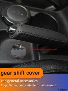 1pc Car Handbrake Cover, Non-Slip Wear-Resistant Stitched PU Leather, Car Gear Shift Lever Cover, Handbrake Handle Sleeve, Interior Accessory - A - View 11