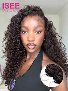 ISEE Burmese Curly Crochet Human Hair 16-24 Inch Dark Brown Color For Boho Braids Invisible Miracle Knots Style - S2 - View 1