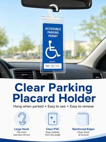 1pc Disabled Slogan Hook Bag, PVC Transparent Disabled Card Parking Slogan Storage Bag (Card Not Included) - A - View 1