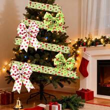 The Grinch أشرطة عيد الميلاد بطول 5 أمتار، شرابات، شخصيات عيد الميلاد الخضراء الناعمة، أشرطة مربعات، أشرطة حلوى بنقاط، ديكورات العطلات - متعدد الألوان - مشاهدة 4