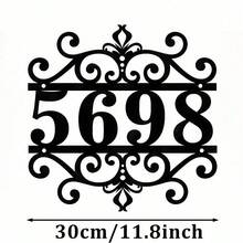 4 Sizes Available!Custom Metal House Number Sign, Ornate Scroll Wrought‑Iron Style Address Plaque, Personalized Black Cutout House Numbers, Weather‑Resistant Outdoor Wall Decor For Front Door, Porch, Gate, Housewarming Gift - Black - View 12