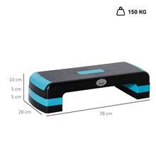 HOMCOM Aerobic Step, 10cm, 15cm & 20cm Height Adjustable Exercise Stepper For Exercise Workout, Nonslip Step Board Great For Home & Office, Black And Blue - Black - View 2