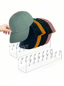 1/2pcs Baseball Cap Storage Rack, Hat Organizer, No Assembly Required, Suitable For Desktop Hat Storage And Display, Acrylic Display Stand, Fits Bedroom, Closet, Vanity, Office And Entryway, Vanity And Closet Storage - Multicolor - View 4