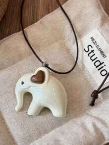 Sweet Cute Elephant Dinosaur Pendant Necklace For Women Men Fashion Long Rope Chain Necklace Vintage Y2K Jewelry Accessories - Multicolor - View 2