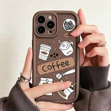 1pc Screenshot Photo Frame Hot Coffee Pattern, Fashionable Anti-Drop Phone Case Compatible With Iphone 18 Pro/18 Pro Max/17/17 Pro/17 Pro Max/16/15, Metal Independent Buttons, Classic Business Minimalist Protective Shell, Durable Anti-Drop Design Suitable For Men And Women - Brown 2 - View 4