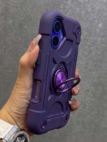 適用於 iPhone 18 Pro Max 17 16 15 14 13 12 11 Pro Max Plus 的防震耐摔堅固保護殼，360°旋轉環形支架，全機身防摔 3 合 1 耐用保護殼 - 深紫色 - 查看 2