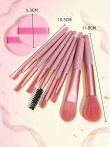 Pink Mini 8pcs Makeup Brush Set Travel Portable Face Eye Makeup Brushes For Beginners - Multicolor - View 6