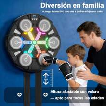 Máquina de boxeo de música, entrenador de boxeo de batalla para dos jugadores con luces de ritmo y Bluetooth y montado en la pared, divertido juguete de sonido, regalo para niños, adultos, hogar - Negro - Ver 3