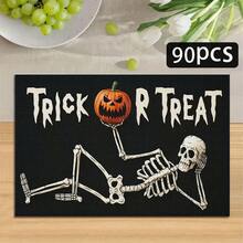 1/4/6pcs Halloween Series Funny Lying Skeleton Pattern Printed Placemats, Heat-Resistant Table Mats For Home Kitchen, Table Protection, Kitchen Dining Table, Party Scene Decoration - Multicolor - View 14