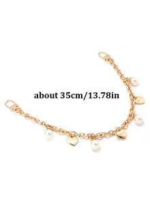 Yogodlns Acrylic Heart Pearl Cherry Pendant Metal Chain Bag Strap Zinc Alloy Decorative Fashion Sweet Style Solid Color Accessory New Gold Chain Pendant - Multicolor - View 8