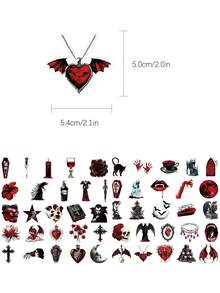 50pcs Dark Vampire Stickers For Journal, Diary, Scrapbook, Planner, Luggage, Envelope, Greeting Card, Notebook, Tablet, Water Bottle - Dark Vampire - View 7