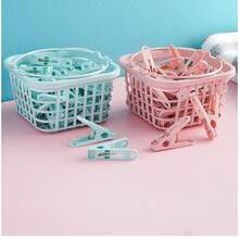 30pcs Plastic Clothes Pegs With Storage Basket, Windproof Underwear Socks Drying Clips - Multi-color - View 9