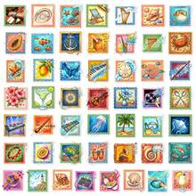 50pcs Vintage Postage Stamp Style Ocean Music Doodle Stationery PET Stickers, Suitable For Party Decoration, Business, Handmade DIY And Reward Charts, Reward Doodle Stickers - Multicolor - View 10