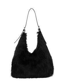 BAILEE A Stylish And Avant-Garde Faux Fur Shoulder Bag With A Spacious Leather Strap, Perfect For Outfit Coordination And An Excellent Gift Choice. - Multicolor - View 16