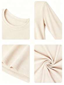 Tween Girl 1pc Printed Long Sleeve T-Shirt, Suitable For Tween GirlsAutumn/Winter Tops, Young Student Children's Clothing, Suitable For Outerwear And Layering - Apricot - View 11