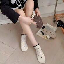 1/5/10/20pairs Women's Ruffle Edge Tulip Print Ankle Socks, Versatile All-Season All-Match Casual Short Socks, Soft And Breathable For Daily Wear - Multicolor - View 6