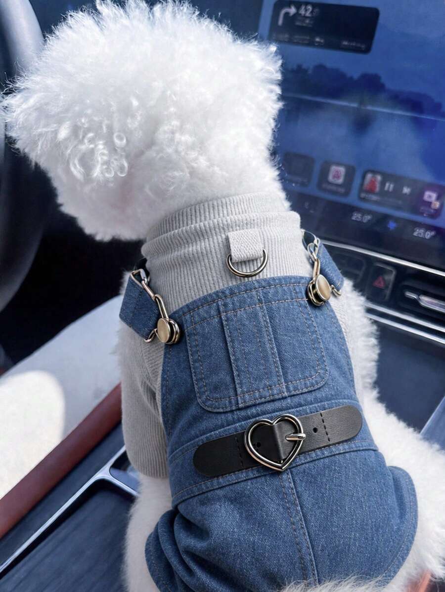 PETCIRCLE 1PC Pet Clothes Small Dog Puppy Cat Cute Pet Autumn/Winter One-Piece Jumpsuit Windproof Warm Heart-Shaped Overall - Multicolor - View 1
