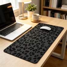 Textured Round Black Leopard Print Extra Large Extended Gaming Mouse Pad And Keyboard Laptop Desk Mat, Non-Slip Base, Fashionable And Practical, Perfect Gift For Friends Mousepad Study Table Mouse Pad For Dsk Desk Decor - View 2
