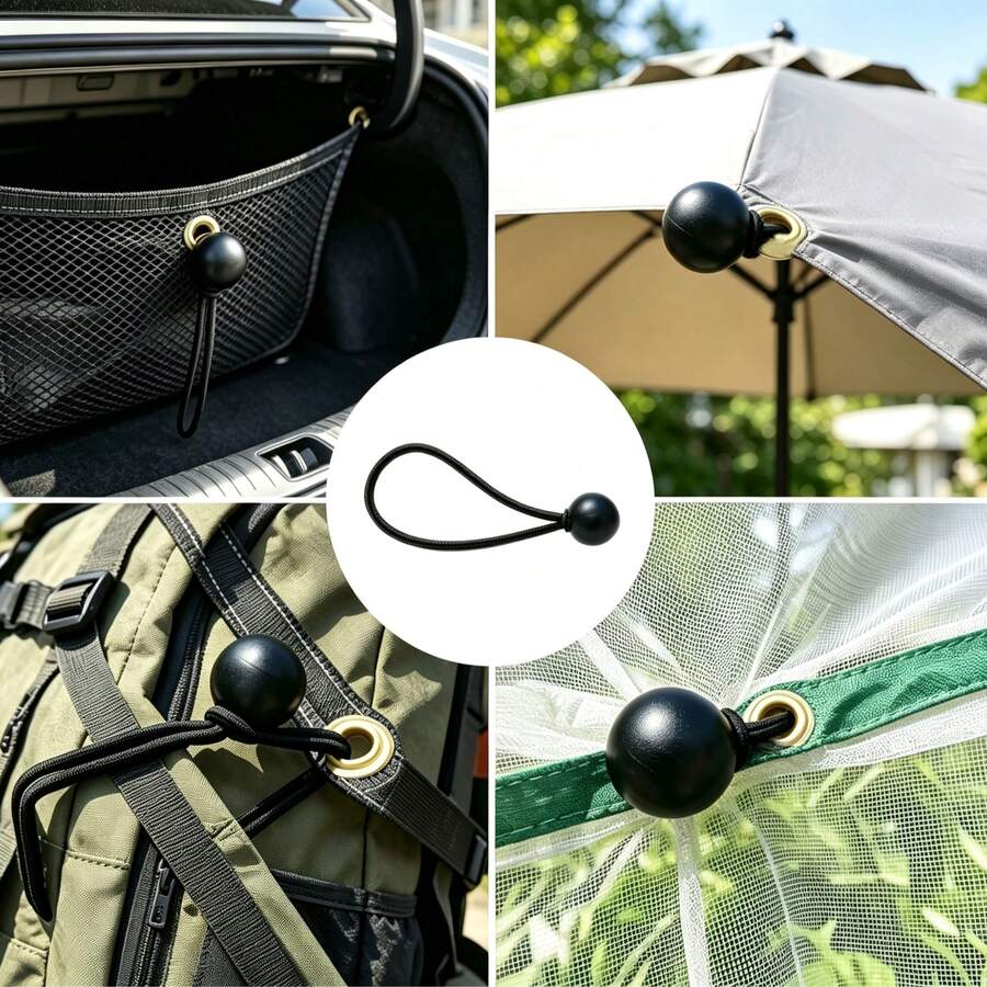 10/20pcs Ball Bungee Cords, Reusable Elastic Ball Ties, Heavy Duty Stretch Cords, Suitable For Camping Tarp, Curtains, Outdoor Gear - Multicolor - View 1