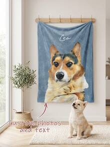 Customized Pet Photo Blanket, Can Print Name And Personalized Photo, A Precious Memorial Gift For Dog Owners. - Multicolor - View 1