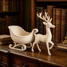 1pc Reindeer Sleigh Christmas Ornament Bowl, Dual-Purpose Holiday Tabletop Storage Decor, Creative Christmas Desktop Decoration Bowl, Suitable For Coffee Table, Dining Table, Entryway, Living Room, Holiday Party Home Atmosphere Decoration - Multicolor - View 2
