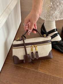 Women's Mini Fashion Versatile Colorblock Casual Handbag - Coffee - View 4