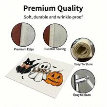 1/4/6pcs Halloween Series Cute Boo Ghost & Black Cat Print Placemats, Heat Resistant Table Mats For Home Kitchen, Tabletop Protection, Kitchen Dining Table, Party Decor - Multicolor - View 9