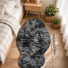 Long Pile Bedroom Living Room Asymmetrical Shaped Rug Mat. Small Rug Large Rug Decorative Rug Asymmetrical Shaped Mat Asymmetrical Shaped Home Bedroom Long Pile Rug - Tie-dye Black - View 11
