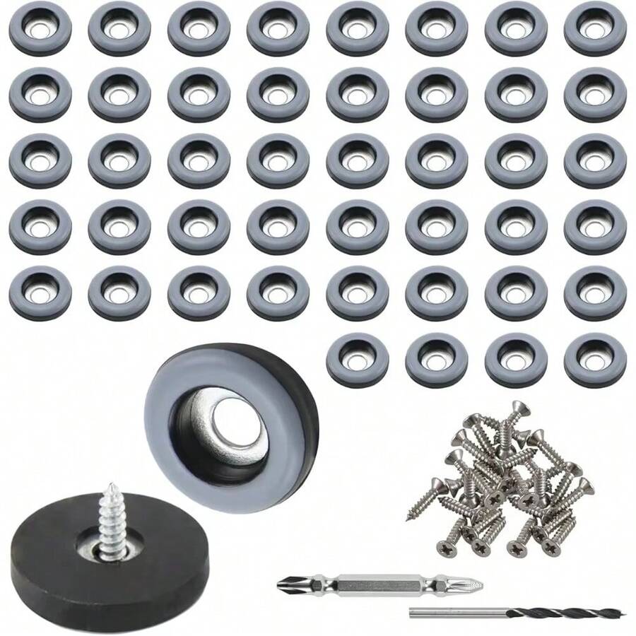 48 Möbelgleiter mit Schraube 19mm Stuhlbein Bodenschützer, geräuschmindernd Gleitpads für Tische Stühle Sofas Fliesen Laminat Parkett Bodenschutz - A - Übersicht 1