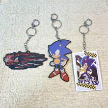Sonic 1 قطعة/3 قطع مجموعة سلسلة مفاتيح سونيك أنمي ألعاب ريترو، حلقة مفاتيح كرتونية تعليقة حقيبة للحقيبة الظهر والمحفظة ديكور معلق - متعدد الألوان - مشاهدة 3