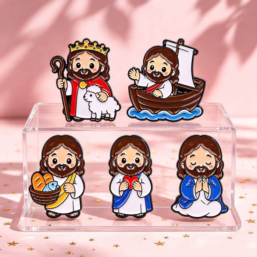 Cute Cartoon Jesus Enamel Pin,Christian Religious Fashion Decorative Pins For Backpack Bag Jacket Clothing, Perfect Gift For Men Women Friends - Multicolor - View 1