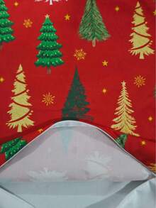 1/2/4Pcs Vibrant Red Christmas Tree Cushion Cover,Mixed Green Gold White Pine Tree Print,Golden Snowflake Winter Farmhouse Holiday Decor Pillow Case - Multicolor - View 3
