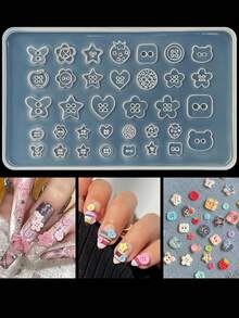 3D Button Nail Art Mold Silicone Tool, Jewelry Nail Art Pendant Resin Mold, Jewelry Accessories Handmade Material - Multicolor - View 3