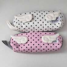 Cute 3D Angel Wings Pencil Case, Polka Dot Quilted Pen Bag, Large Capacity Stationery Pouch For Back To School, Zipper Pencil Pouch For Girls Students - Multicolor - View 12
