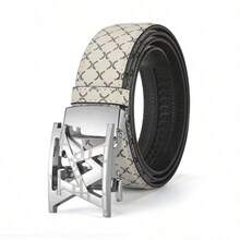 1pc New Fashion Men's Belt, Classic Letter Design, High Quality Alloy Automatic Buckle, Exquisite Printing, Lightweight & Business Style - A - View 11