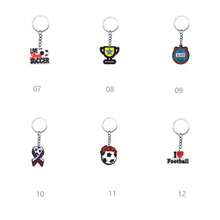 15pcs Assorted Football Theme Keychains, Multiple Pattern Football Acrylic Keychains, Lightweight Sports Accessories, Various Football Related Hanging Ornaments Key Rings, Bag And Car Key Decoration, Novelty Gift For Boys Football Enthusiasts - Multicolor - View 3
